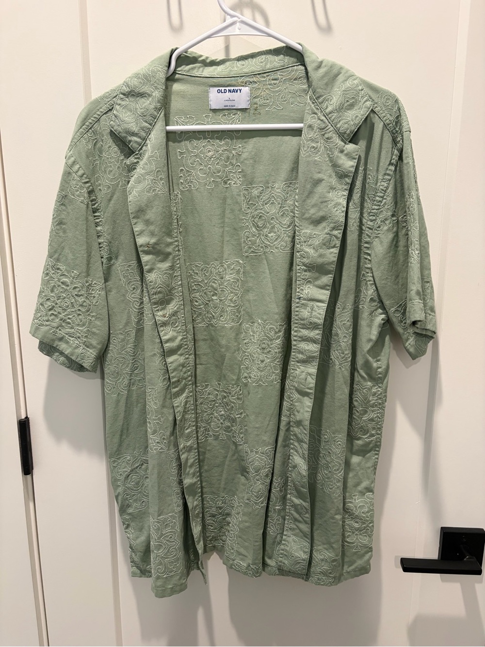 Old Navy Sage Green Short-Sleeve Button Down Shirt